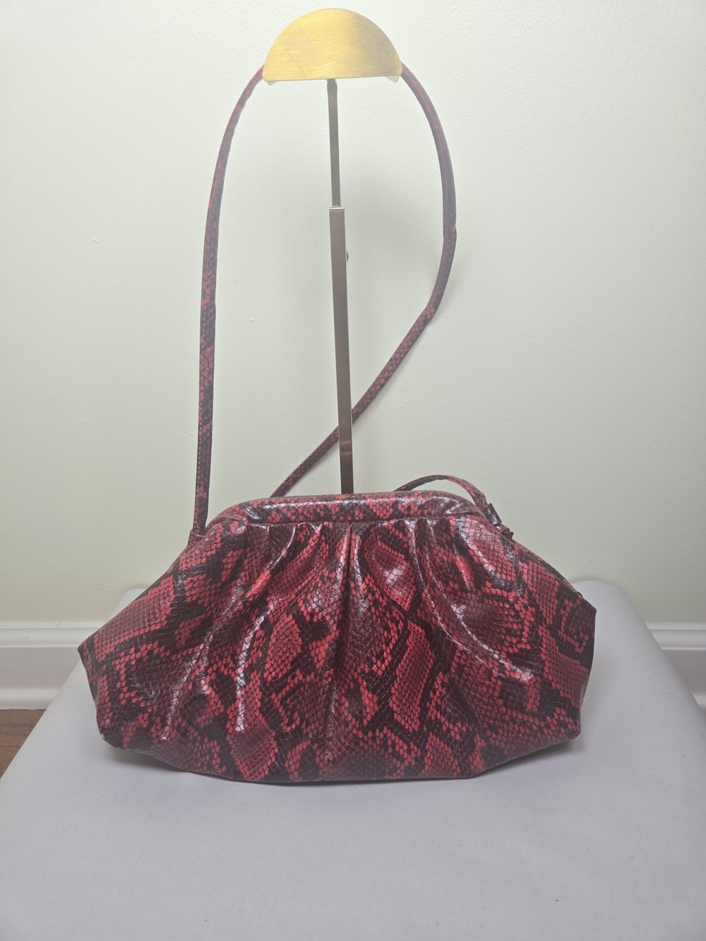 Red Snakeskin-Print Crossbody Bag